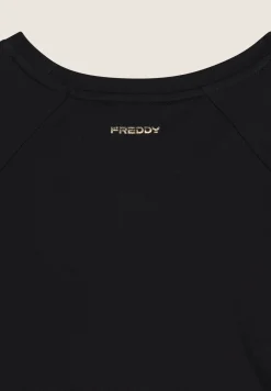 Freddy Felpa corta con paillettes sul fronte e scollo girocollo-Donna Felpe