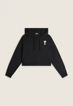 Freddy Felpa corta oversize con zip e cappuccio e stampa Snoopy-Donna Felpe