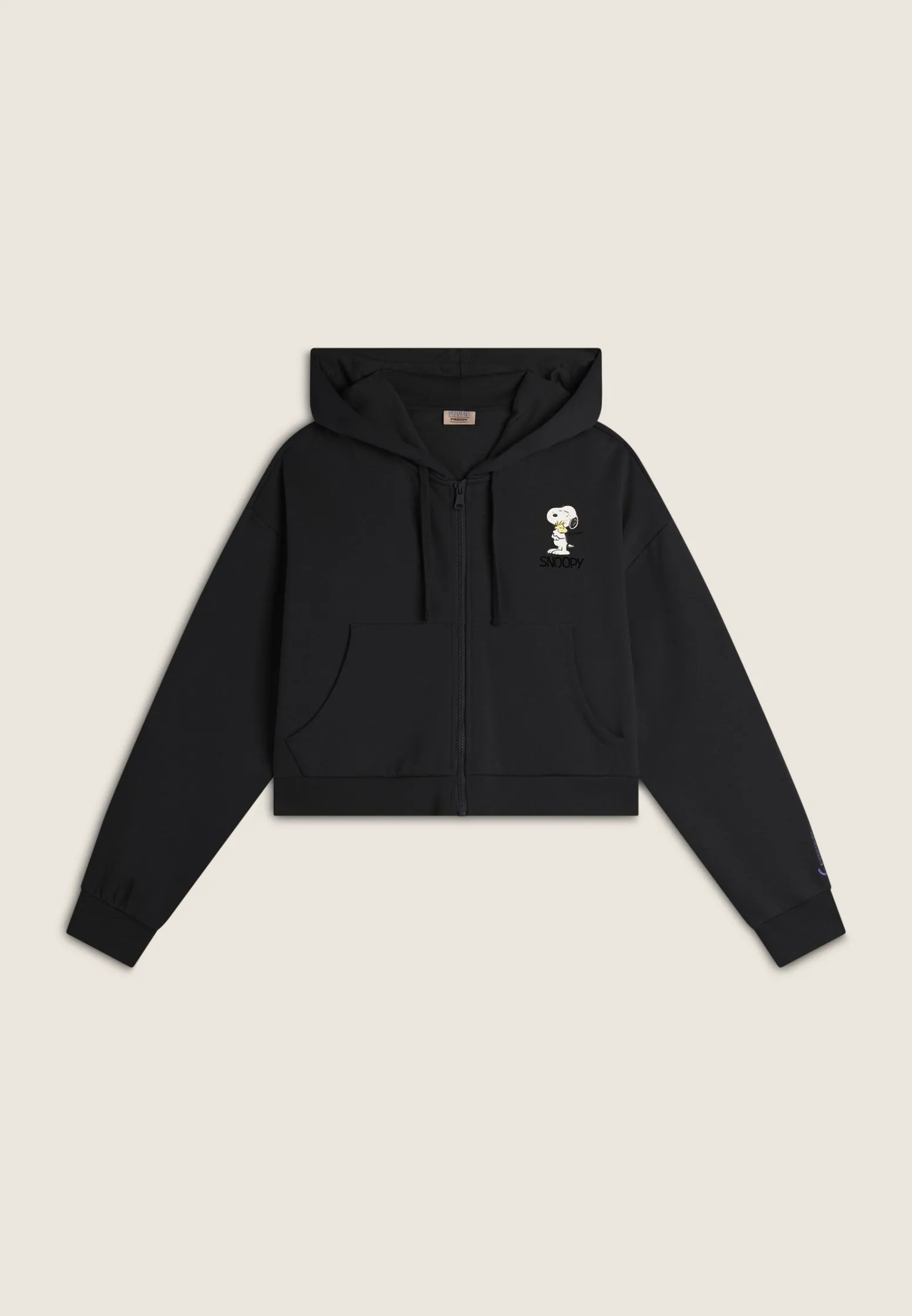 Freddy Felpa corta oversize con zip e cappuccio e stampa Snoopy-Donna Felpe