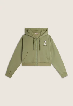 Freddy Felpa corta oversize con zip e cappuccio e stampa Snoopy-Donna Felpe
