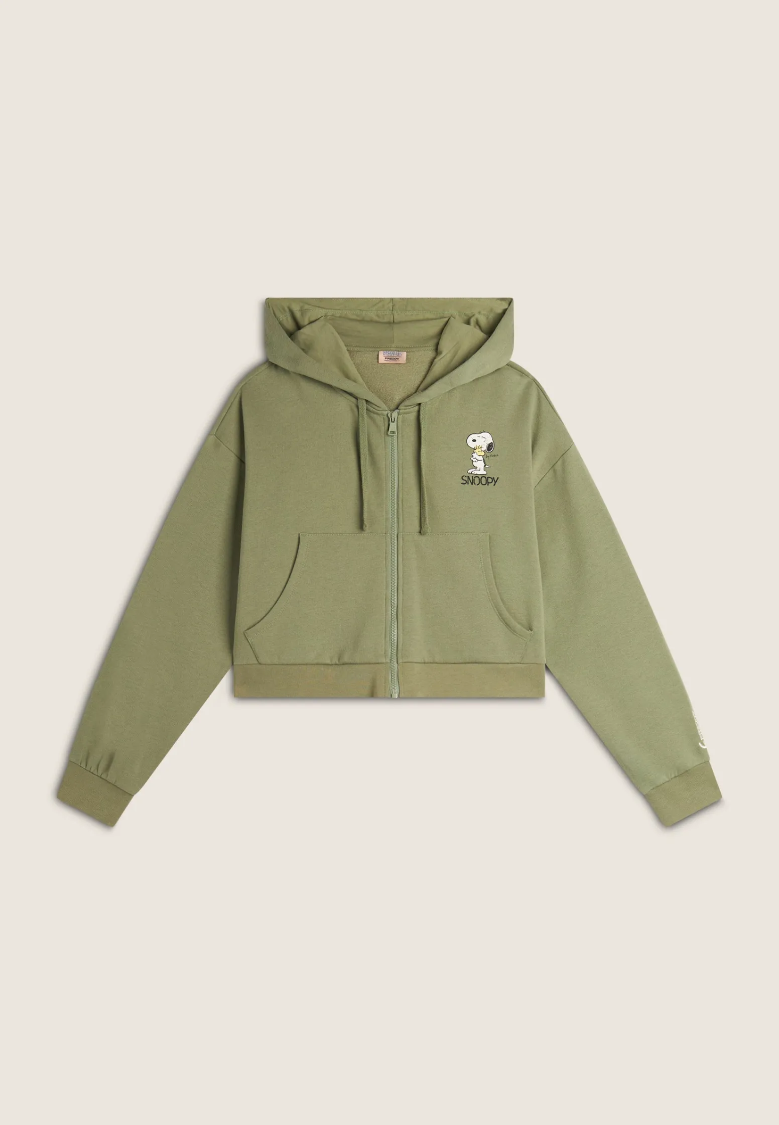 Freddy Felpa corta oversize con zip e cappuccio e stampa Snoopy-Donna Felpe