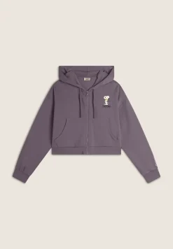 Freddy Felpa corta oversize con zip e cappuccio e stampa Snoopy-Donna Felpe