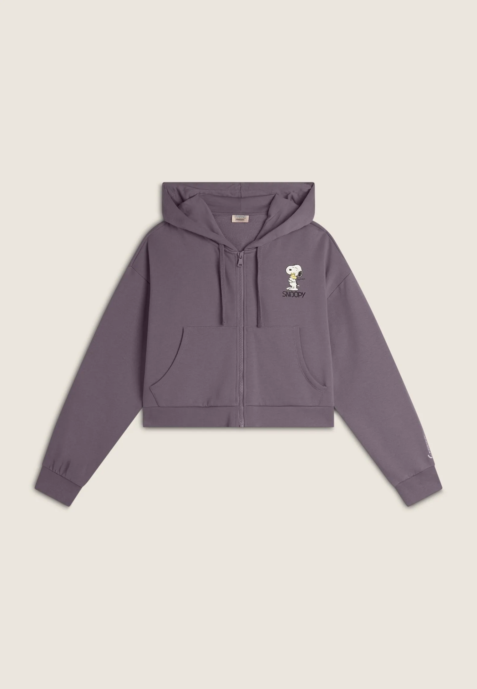 Freddy Felpa corta oversize con zip e cappuccio e stampa Snoopy-Donna Felpe