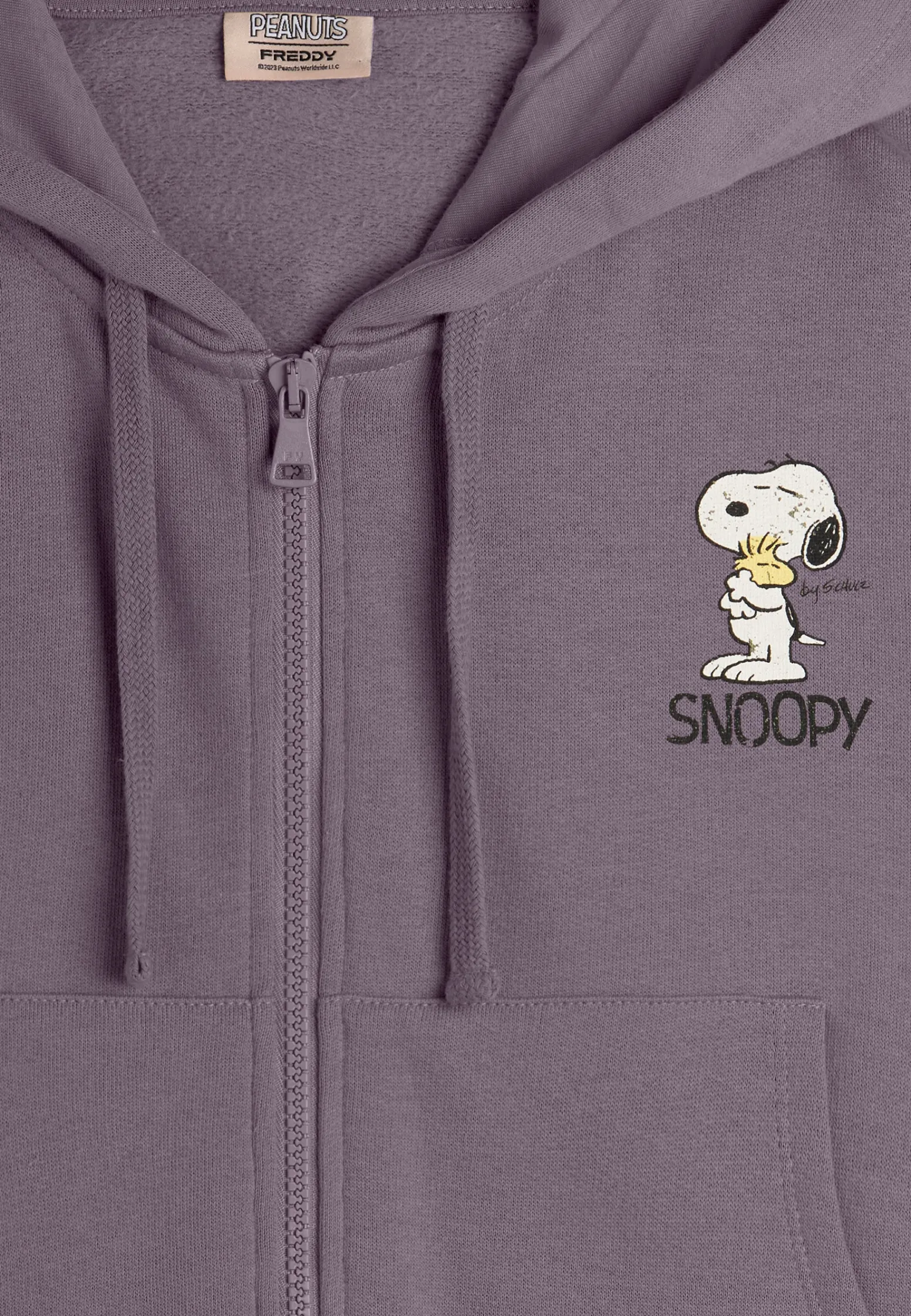 Freddy Felpa corta oversize con zip e cappuccio e stampa Snoopy-Donna Felpe