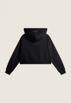 Freddy Felpa corta oversize con zip e cappuccio decorato da ricamo-Donna Felpe