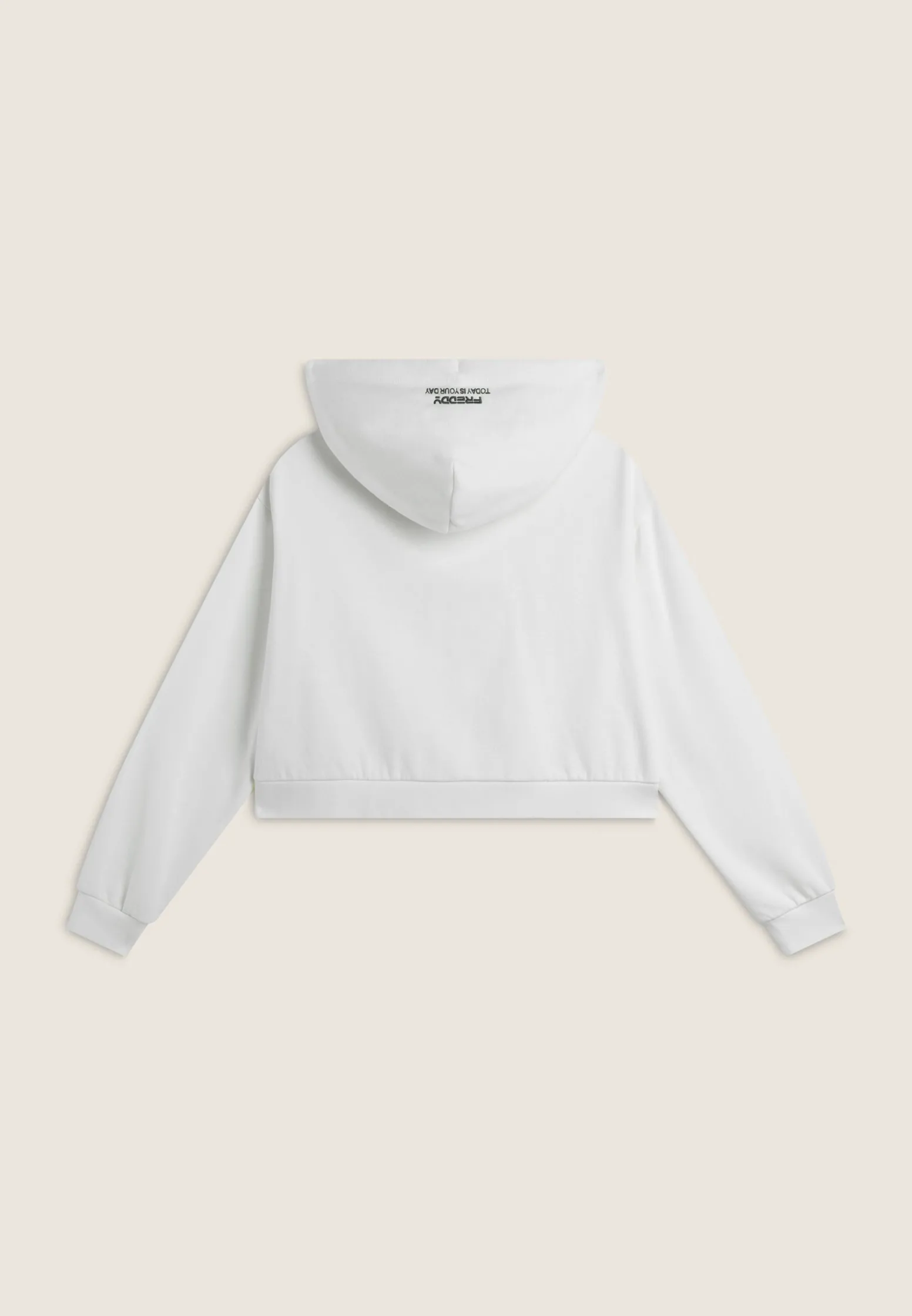 Freddy Felpa corta oversize con zip e cappuccio decorato da ricamo-Donna Felpe
