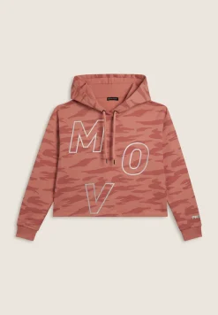 Freddy Felpa cropped camouflage con cappuccio e stampa “MOV”-Donna Fitness|Felpe