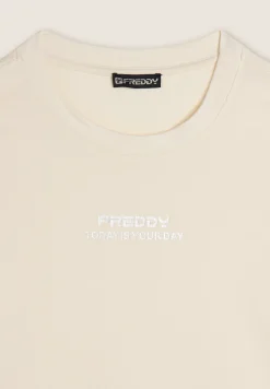 Freddy Felpa cropped comfort fit con grafica frontale-Donna Felpe