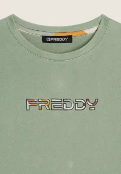 Freddy Felpa Cropped con Logo Multicolore-Donna Felpe