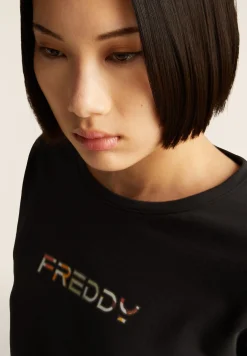 Freddy Felpa Cropped con Logo Multicolore-Donna Felpe