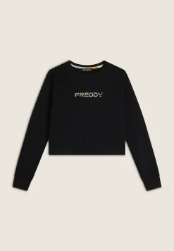 Freddy Felpa Cropped con Logo Multicolore-Donna Felpe