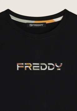 Freddy Felpa Cropped con Logo Multicolore-Donna Felpe