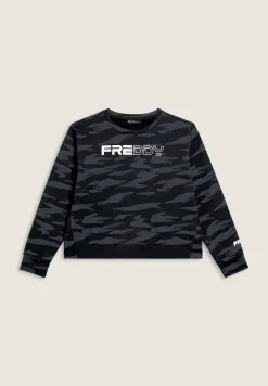 Freddy Felpa cropped con logo perlato e fantasia camouflage-Donna Fitness|Felpe