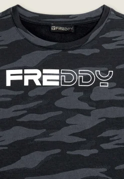 Freddy Felpa cropped con logo perlato e fantasia camouflage-Donna Fitness|Felpe