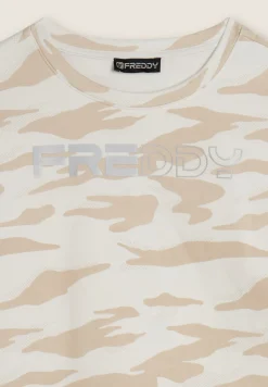 Freddy Felpa cropped con logo perlato e fantasia camouflage-Donna Fitness|Felpe