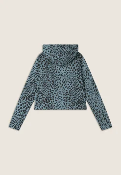 Freddy Felpa cropped con zip e cappuccio animalier-Donna Felpe