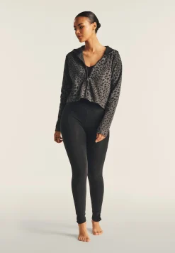 Freddy Felpa cropped con zip e cappuccio animalier-Donna Felpe