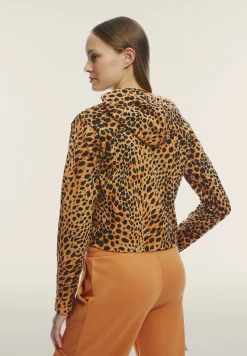 Freddy Felpa cropped con zip e cappuccio animalier-Donna Felpe