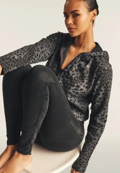 Freddy Felpa cropped con zip e cappuccio animalier-Donna Felpe