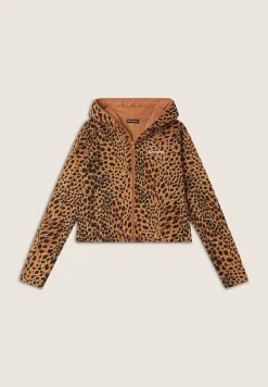 Freddy Felpa cropped con zip e cappuccio animalier-Donna Felpe