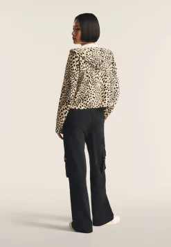 Freddy Felpa cropped con zip e cappuccio animalier-Donna Felpe