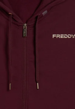 Freddy Felpa da donna con cappuccio, zip e fondo arrotondato-Donna Pilates|Ginnastica