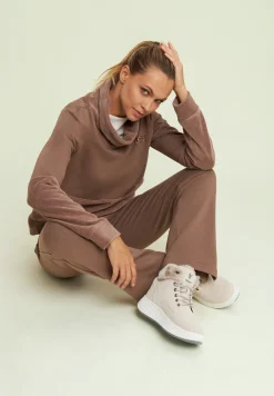 Freddy Felpa da donna con fondo e collo alto in velluto-Donna Ginnastica|Felpe