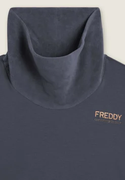 Freddy Felpa da donna con fondo e collo alto in velluto-Donna Ginnastica|Felpe