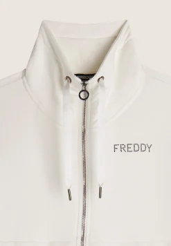 Freddy Felpa da donna Zip e Collo Alto con Banda in Velluto-Donna Ginnastica|Felpe