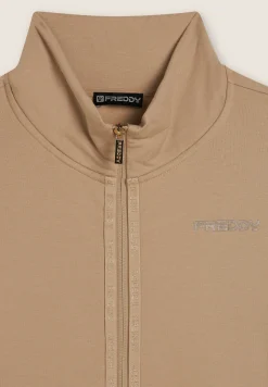 Freddy Felpa da donna zip e collo alto con logo minimal-Donna Pilates|Ginnastica