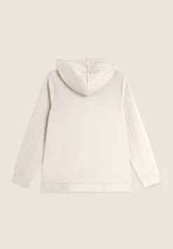 Freddy Felpa donna comfort con zip e cappuccio e maniche a trecce-Donna Felpe