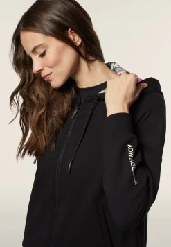 Freddy Felpa donna comfort con zip e cappuccio con interno maculato-Donna Fitness|Felpe