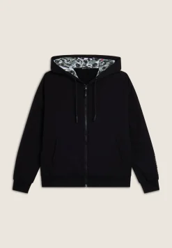 Freddy Felpa donna comfort con zip e cappuccio con interno maculato-Donna Fitness|Felpe