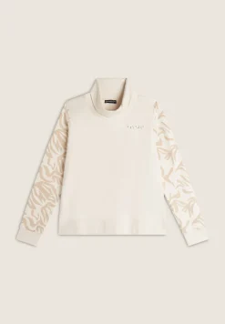 Freddy Felpa donna comfort fit con collo alto e maniche fantasia floreale-Donna Pilates|Ginnastica