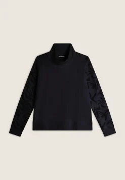 Freddy Felpa donna comfort fit con collo alto e maniche fantasia floreale-Donna Pilates|Ginnastica