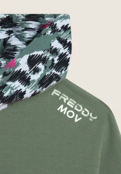 Freddy Felpa donna comfort fit con cappuccio maculato-Donna Fitness|Felpe