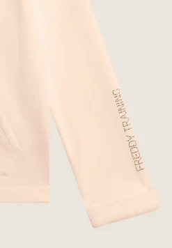 Freddy Felpa donna con cappuccio in tessuto teddy e chiusura zip-Donna Felpe|Ginnastica