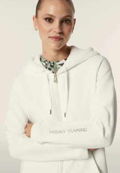 Freddy Felpa donna con cappuccio in tessuto teddy e chiusura zip-Donna Felpe|Ginnastica