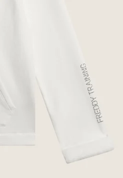 Freddy Felpa donna con cappuccio in tessuto teddy e chiusura zip-Donna Felpe|Ginnastica