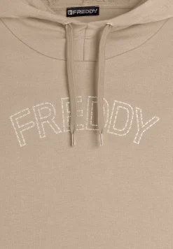 Freddy Felpa donna con cappuccio stampa paislely e logo con borchie-Donna Ginnastica|Felpe