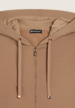 Freddy Felpa donna con cappuccio e inserti micro-trecce-Donna Felpe