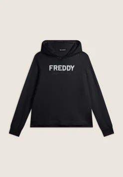 Freddy Felpa donna con Cappuccio con Logo e Lettering in Strass-Donna Ginnastica|Felpe