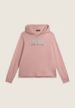 Freddy Felpa donna con Cappuccio con Logo e Lettering in Strass-Donna Ginnastica|Felpe