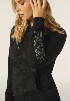 Freddy Felpa donna con cappuccio e busto fantasia paisley all-over-Donna Ginnastica|Felpe
