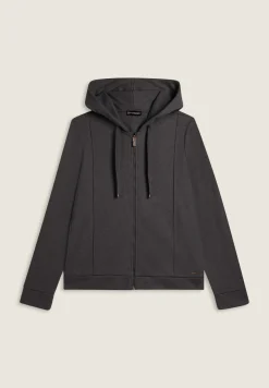 Freddy Felpa donna con cappuccio e zip, effetto tricot-Donna Felpe