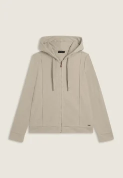 Freddy Felpa donna con cappuccio e zip, effetto tricot-Donna Felpe