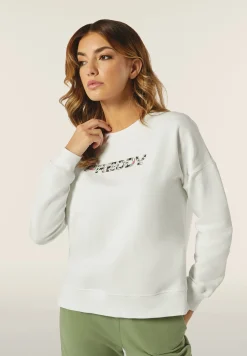 Freddy Felpa donna con cappuccio comfort fit con logo maculato-Donna Fitness|Felpe