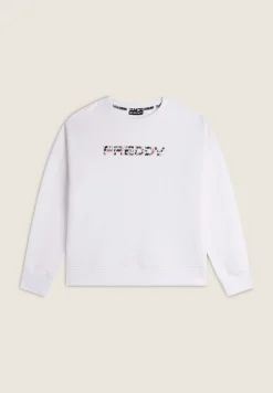 Freddy Felpa donna con cappuccio comfort fit con logo maculato-Donna Fitness|Felpe