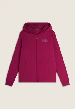 Freddy Felpa donna con zip e cappuccio con interno fantasia paisley-Donna Ginnastica|Felpe