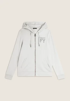 Freddy Felpa donna con zip e cappuccio bordato in velluto-Donna Ginnastica|Felpe